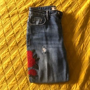 Pacsun Mom Jeans with Rose Patches